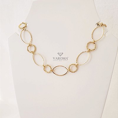 Choker de Elos Trabalhados banhado em Ouro 18k