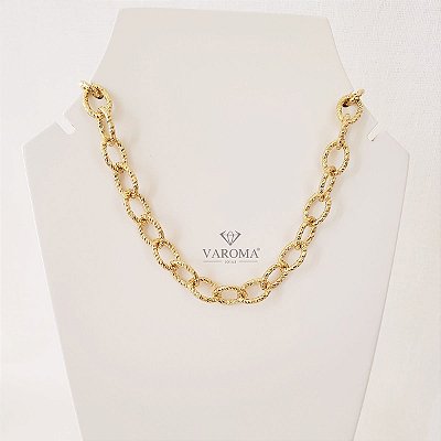 Choker de corrente trabalhada banhada em ouro 18k