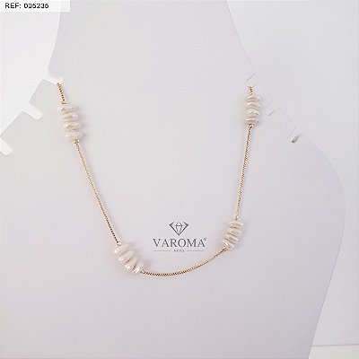 Choker com pérolas banhada em ouro 18k