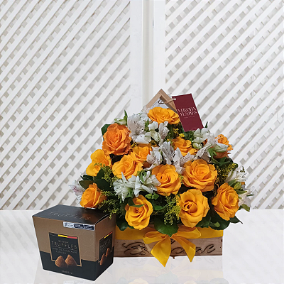 Casinha Amore - Rosas Amarelas e Astromélias com Truffles