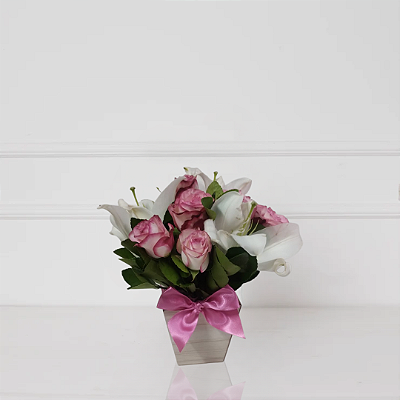 Caixa Pink Heart - Rosas e Lirios