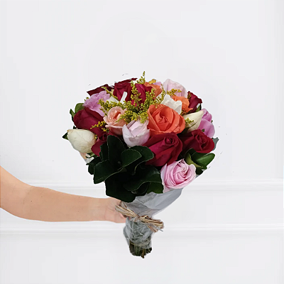Buquê Amor Meu 36 Rosas Quatro Cores