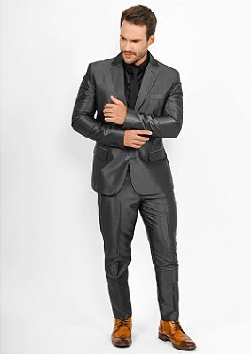 Terno Slim Masculino - Grafite PV com Brilho OC2096