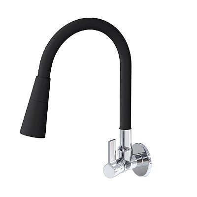 Torneira Flexível Preta Gourmet de Parede 2 Jatos - 1167conepreto C70