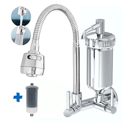 Torneira Gourmet Parede Com Filtro +1 Refil Pro Saúde Metal - 2167c72cr1refil