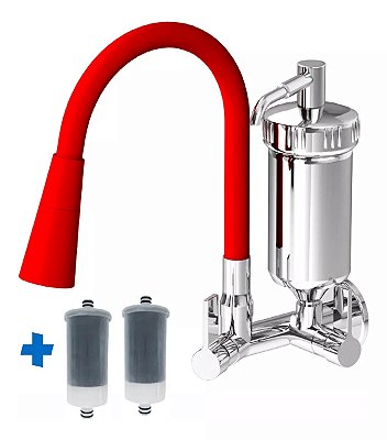 Torneira Cozinha Gourmet Vermelha Com Filtro +2 Refis - 2167c70coneverm2refil