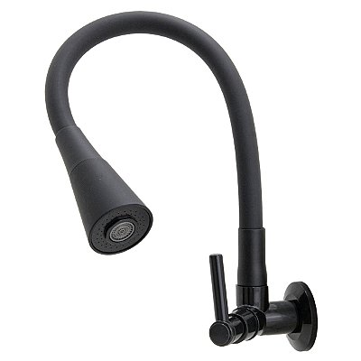 Torneira Gourmet de Parede Flexível para Cozinha - Preto Fosco - 1167c72allblackABS