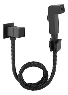 Ducha Higiênica Luxo Metal Preto Fosco Quadrada Mangueira 1.2m