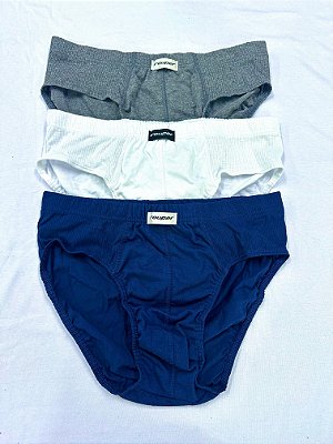 Kit c/3 Cuecas Slip Algodão Adulto Rouper sem cós