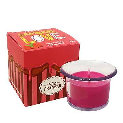 Sambari Love Vela Aromática Para Massagem 20g MorangoLinha Vem Transar Hot Flowers