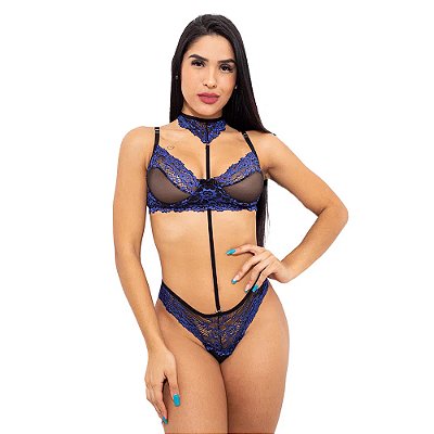 Conjunto Bicolor Em Tule Com Acessório Hot Love