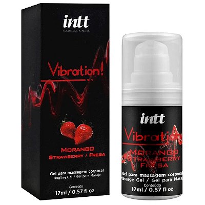 Vibration! Gel Para Massagem Corporal Sabor Morango 17g Intt