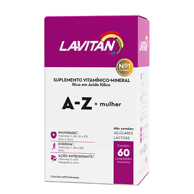 Lavitan Vitaminas A-Z Mulher Suplemento Vitamínico Mineral Com 60 Comprimidos Cimed