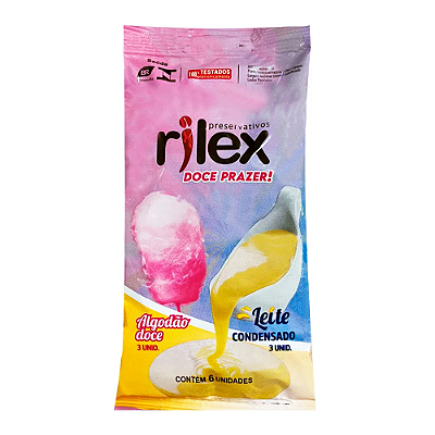 Kit Preservativo Lubrificado Com 6 Unidades Aroma De Algodão Doce E Leite Condensado Rilex
