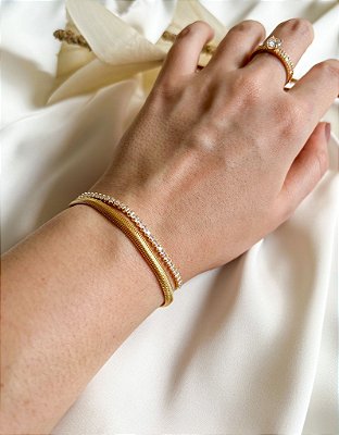Pulseira Malha Maleável Fina banhada a ouro 18k