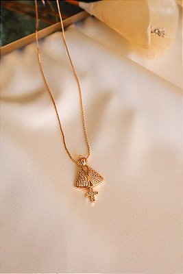 Colar Nossa Senhora Aparecida banhado a ouro