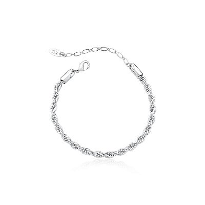 Pulseira cordão baiano 4mm ródio branco