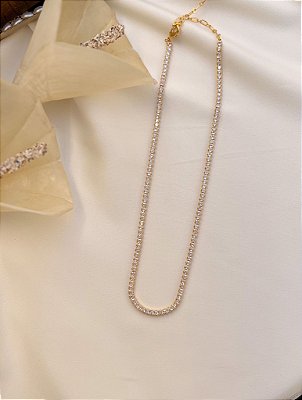 Choker mini riviera banhada a ouro