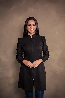 Jaleco Gabrielly manga longa - Preto