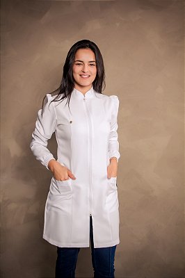 Jaleco Gabrielly manga longa - Branco