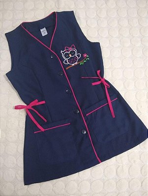 JALECO ANTONELLA azul marinho com detalhes em pink
