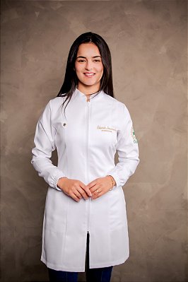 Jaleco Universitário Feminino de ziper, manga longa - Branco