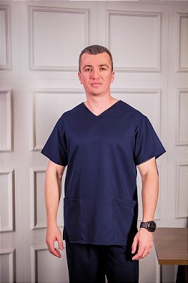 Pijama cirúrgico Masculino Gabardine - Azul Marinho