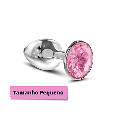 Plug Anal de Metal Cromado Pequeno com Joia Cores Variadas