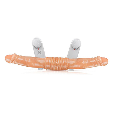 Pênis Duplo Vibrador com Dois Controles Multivelocidades - 42x5cm