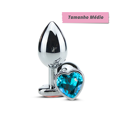 Plug Anal de Metal Médio com Joia Coração - Cores Variadas