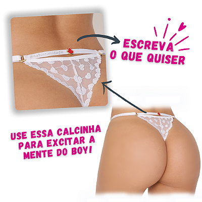 Calcinha Personalizável de Tule com Coração - Tamanho Único