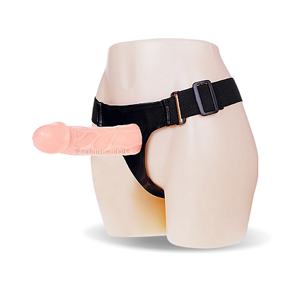Capa Peniana Semi Rígida com Cinta e Aumento na Ponta - Jessica Strap On - 15,5X4cm