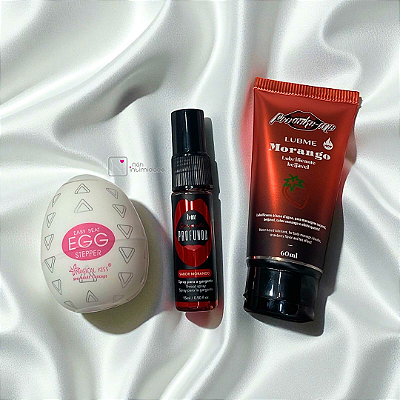Kit As Delícias das Preliminares - Egg + Spray Garganta Profunda + Lub Morango Hot