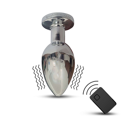 Plug Anal de Metal Médio com Vibração com Controle Remoto - Recarregável