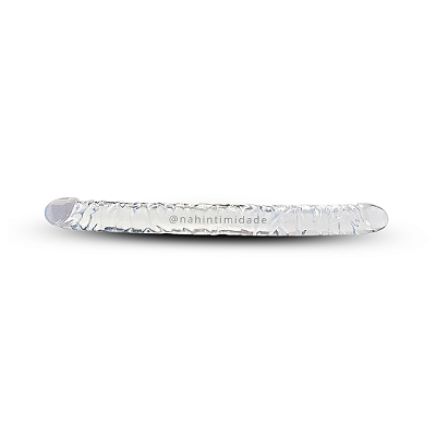 Pênis em Jelly Duas Pontas 33x3,2cm - Transparente