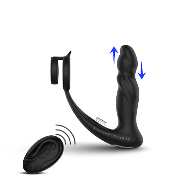 Anel Peniano com Vibrador de Próstata Com Vai e Vem e Controle Remoto Sem Fio - Recarregável