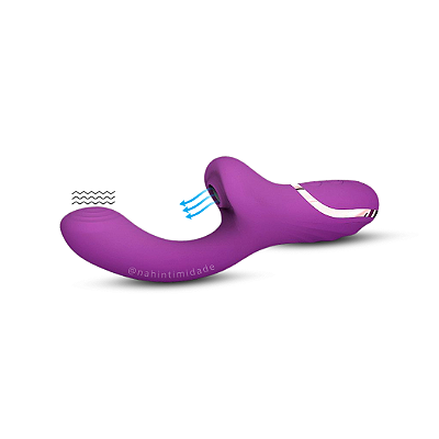 Vibrador de Ponto G Silicone Maleável com Pulsação no Clitóris - Recarregável - Roxo
