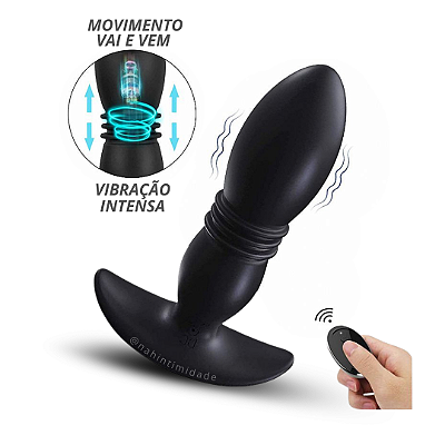Sobe e Desce - Plug Anal com Vibro e Movimento de Vai e Vem com Controle Remoto - Recarregável