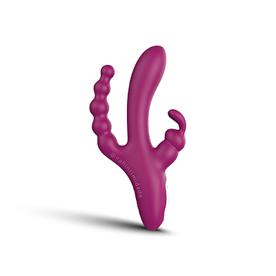 Joker - Vibrador de Ponto G, Clitóris e Ânus Totalmente em Silicone - Cor Fúcsia