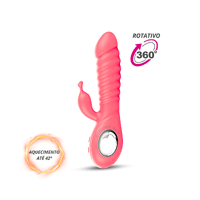 Vibrador de Clitóris e Ponto G Rotativo com Aquecimento - Recarregável - Cor Salmão
