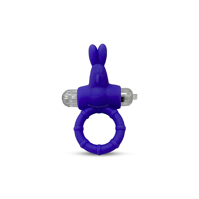 Anel Peniano em Silicone Coelhinho com Vibro - Azul