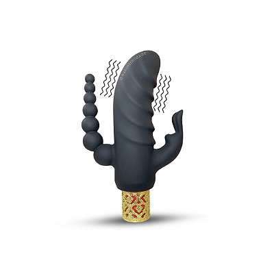 Asta - Vibrador Triplo em Silicone - 10 Vibrações - Recarregável - Preto