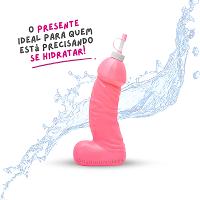Garrafa de Água com Formato de Pênis Rosa - 1,1L