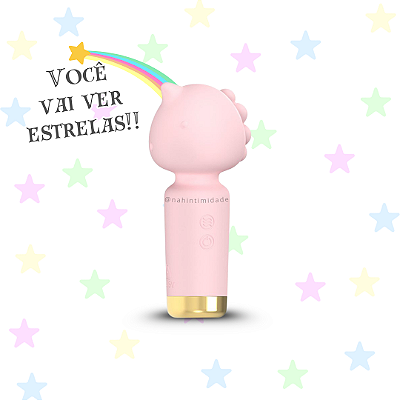 Massageador Mini Varinha Mágica de Unicórnio com 10 Vibrações - Recarregável - Rosa
