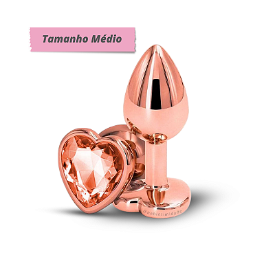 Plug Anal de Metal Rosê Médio com Joia Laranja