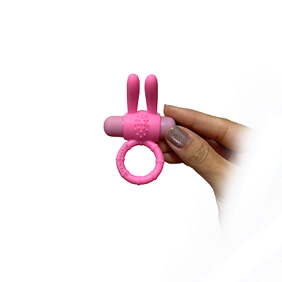 Anel Peniano Coelhinho Turbo com 10 Vibrações - Rosa