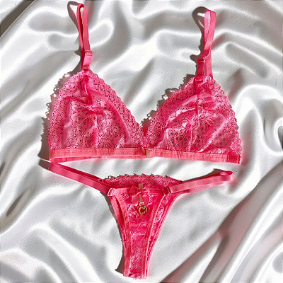 Conjunto de Renda Vick - Rosa