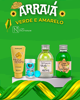 ARRAIÁ VERDE E AMARELO - KIT BANHO DEMORADO