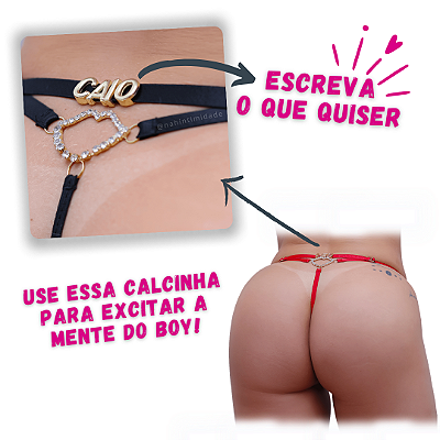 Calcinha Fio Dental Personalizável com Strass Paixão