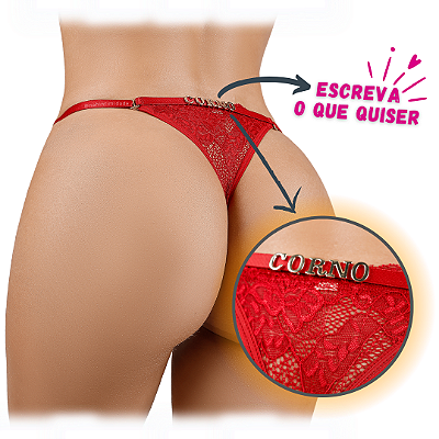 Calcinha Personalizável de Renda com Detalhe de Boquinha na Lateral